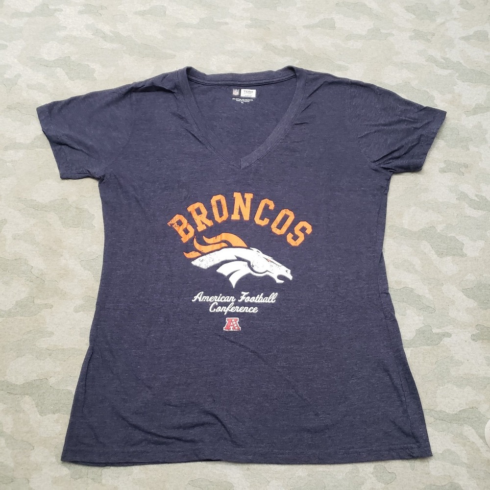Denver Broncos Top Womens XL Blue NFL Team Apparel Short Sleeve Football